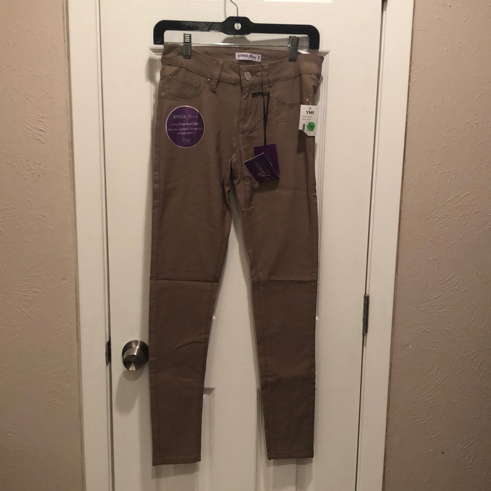 Taupe/dark tan fleece lined stretch pants